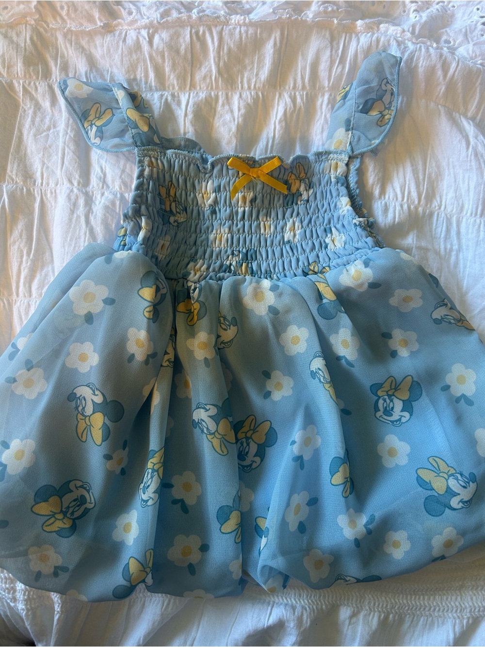 Disney Baby Minnie Mouse Daisy Smocked Chiffon Dress Romper NB